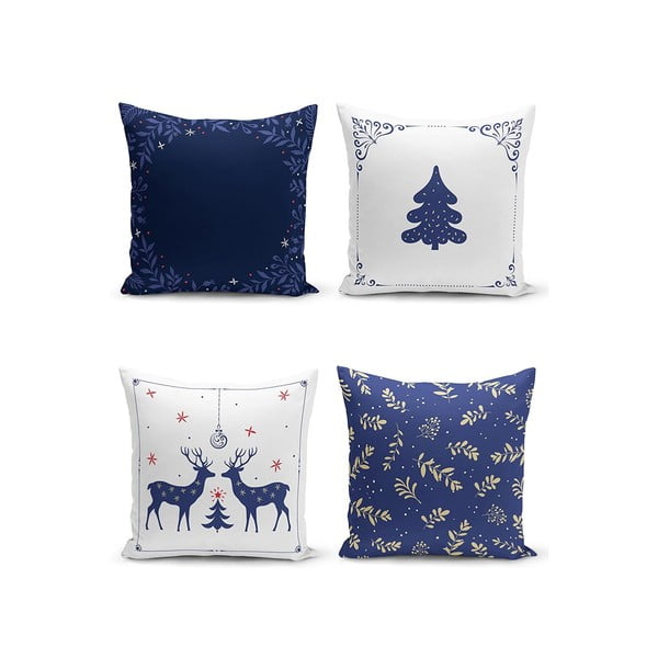 Prevleke za blazino z božičnim motivom v kompletu 4 ks 43x43 cm Blue Christmas – Mila Home
