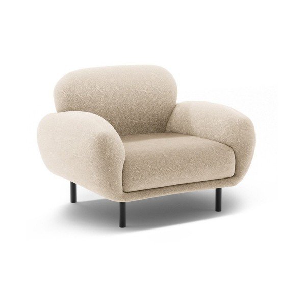 Bež fotelj iz tkanine bouclé Poppy – Micadoni 