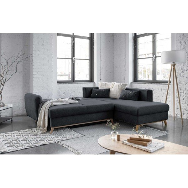 Temno siva raztegljiva sedežna garnitura Miuform Scandic Lagom L, desni kot-image-4