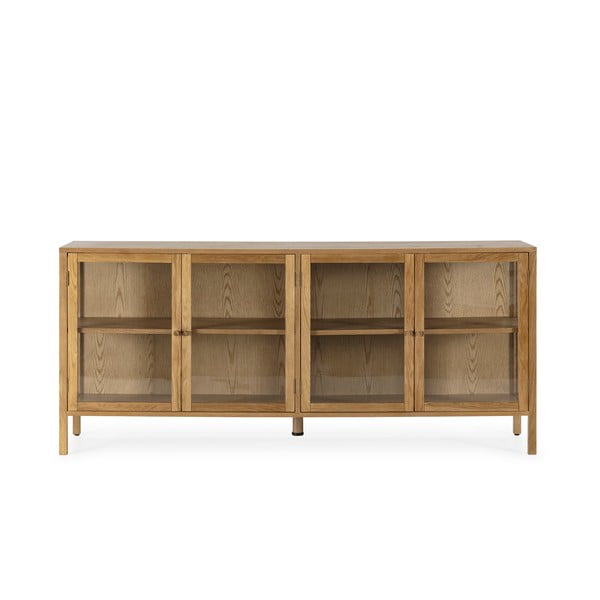 Vitrina v hrastovem dekorju v naravni barvi 180x80x40 cm Ceci – MOME