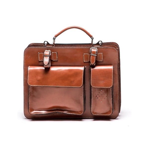 Rjava usnjena torbica Luisa Vannini, 17 x 28 cm