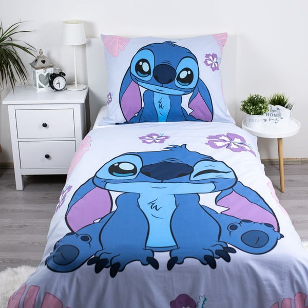 Modro-vijolična enojna bombažna otroška posteljnina 140x200 cm Lilo and Stitch "Cute" – Jerry Fabrics-image-1