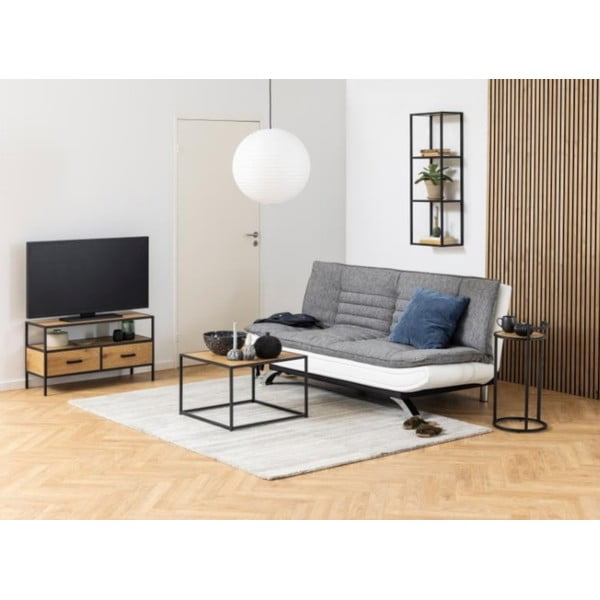 Črna stenska polica v hrastovem dekorju 37x108 cm Seaford – Actona-image-1