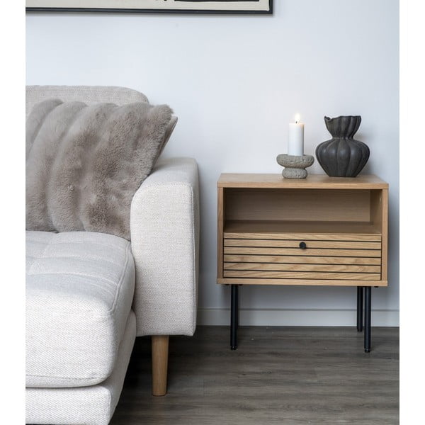 Stranska mizica z mizno ploščo v hrastovem dekorju 40x50 cm Kyoto – House Nordic-image-1