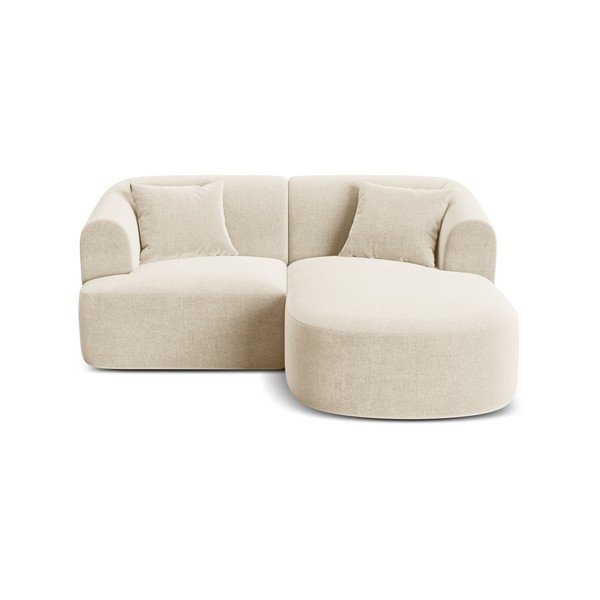 Bež žametna kotna sedežna garnitura (desni kot/z ležalnikom) Campi – Cosmopolitan Design