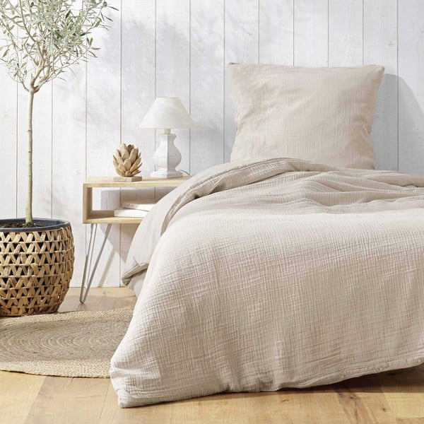 Kremno bela enojna posteljnina iz muslina 140x200 cm Angelia – douceur d'intérieur