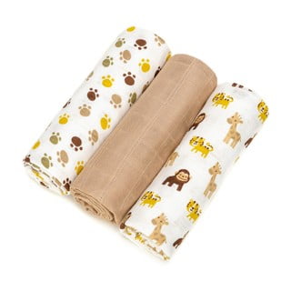 Komplet 3 bombažnih plenic T-TOMI Tetra Monkey, 70 x 70 cm
