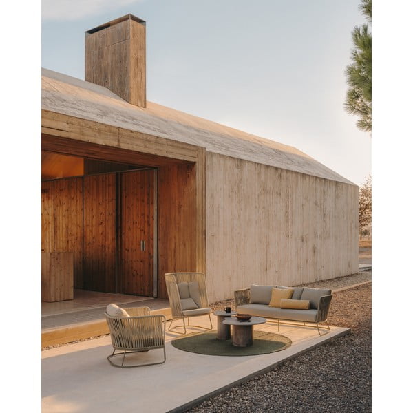 Zelena okrogla zunanja preproga iz recikliranih vlaken ø 200 cm Despas – Kave Home-image-3