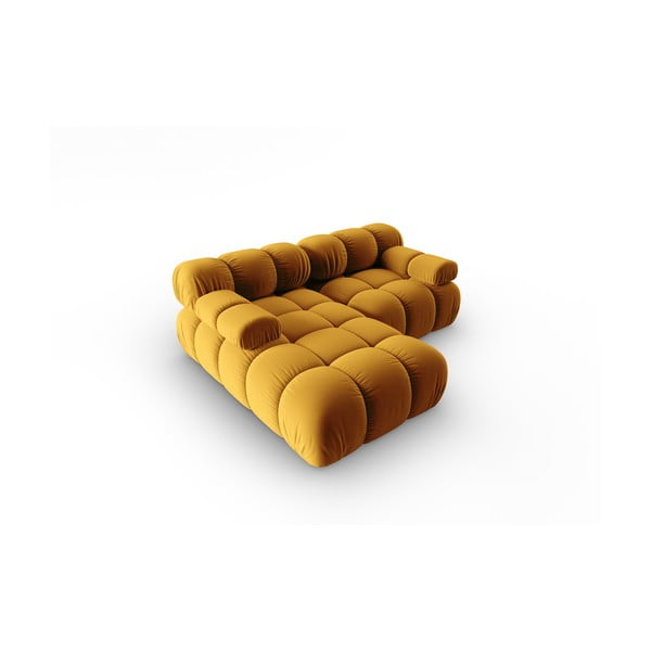 Rumena žametna sedežna garnitura 191 cm Bellis – Micadoni Home-image-4