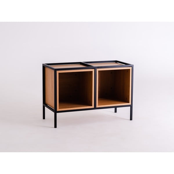 Črna knjižna omara v hrastovem dekorju 88x60 cm Skap - CustomForm-image-3