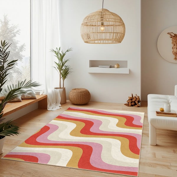 Rumena/rožnata pralna preproga 120x180 cm Creamy Raspberry Swirl – Mila Home-image-2
