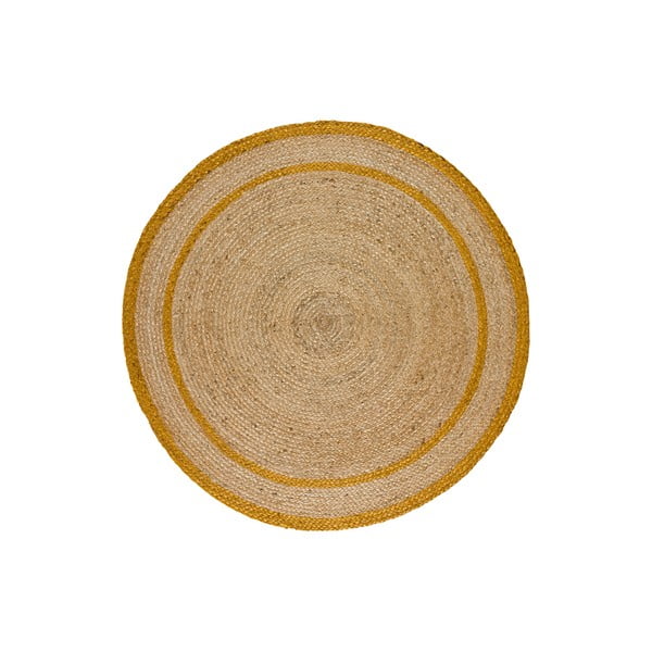 Gorčično rumena/naravna okrogla preproga ø 90 cm Mahon – Universal