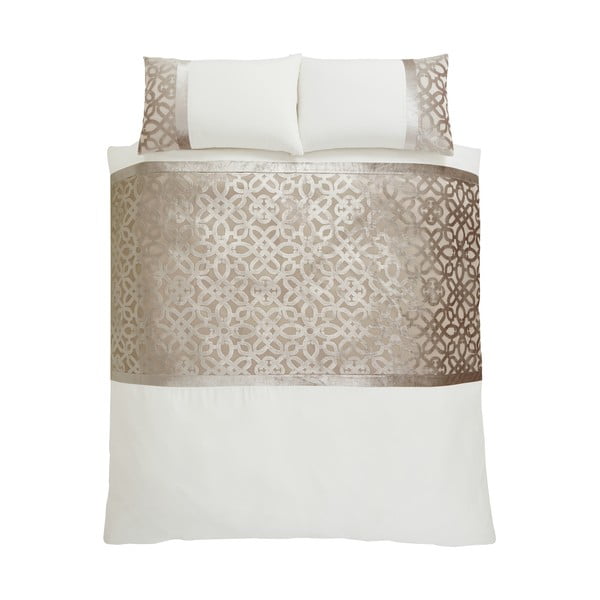 Bež/kremno bela žametna posteljnina za zakonsko posteljo 200x200 cm Lattice Cut – Catherine Lansfield