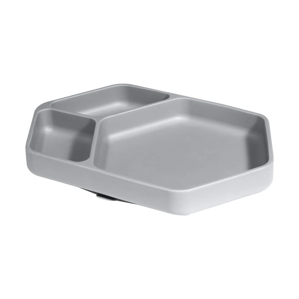 Siv silikonski otroški krožnik 16x25 cm – Kindsgut-image-2