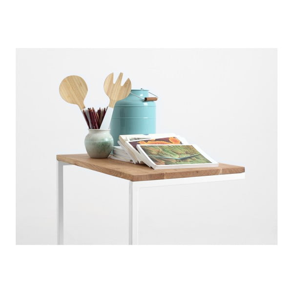 Miza z belo podlago in masivnim hrastovim vrhom CustomForm Lupe-image-1