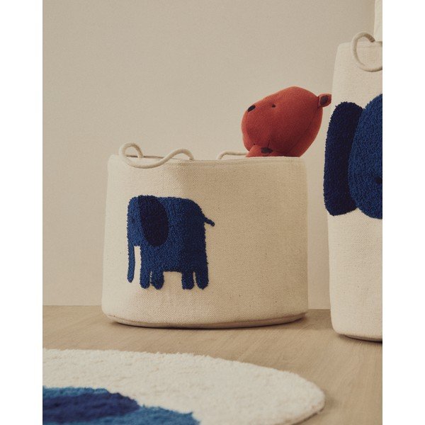 Slonokoščena tekstilna otroška škatla za shranjevanje ø 45x30 cm Tandani – Kave Home-image-1