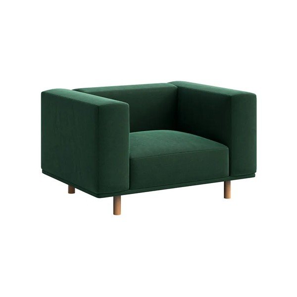 Temno zelen žameten fotelj Kukumo – Ame Yens