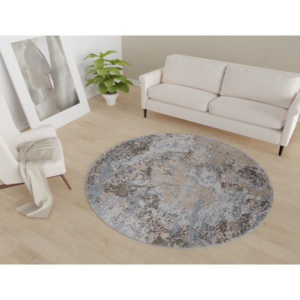 Svetlo modra/svetlo rjava pralna okrogla preproga ø 120 cm Sandstorm – Vitaus-image-1