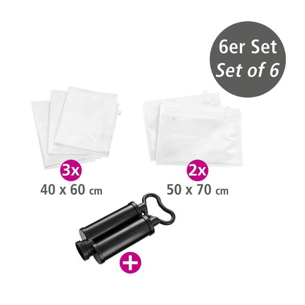 Komplet 5 potovalnih vakuumskih vrečk in črpalke za oblačila Wenko-image-1