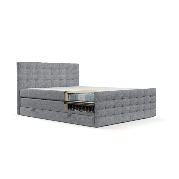 Siva boxspring postelja s prostorom za shranjevanje 200x200 cm Blend – Maison de Rêve-image-2