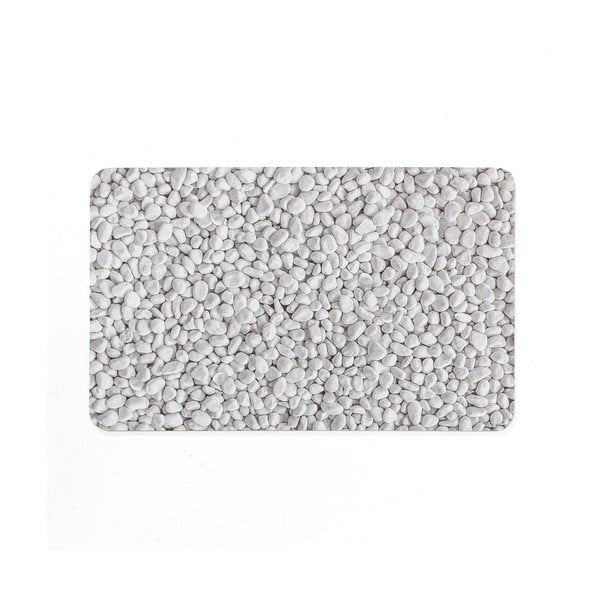 Bela/siva gumijasta kopalniška preproga 50x80 cm Leandra – douceur d'intérieur