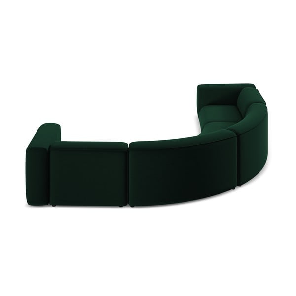 Temno zelena žametna kotna sedežna garnitura Ekahi – Makamii-image-4