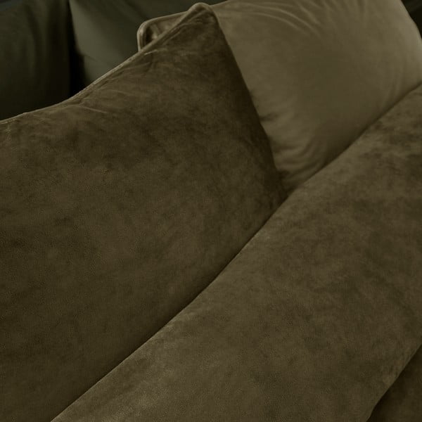 Kaki zelena žametna podaljšana posteljnina za zakonsko posteljo 230x220 cm Kingsley – Catherine Lansfield-image-3