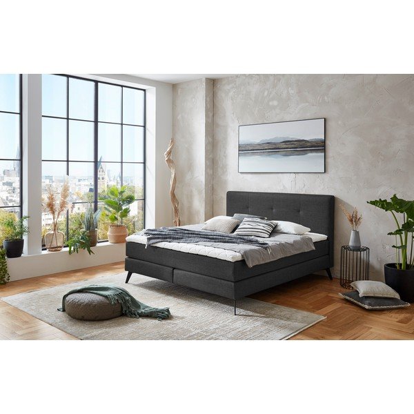Antracitno siva boxspring postelja 160x200 cm ANCONA – Meise Möbel-image-1
