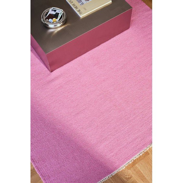 Rožnata ročno tkana preproga iz mešanice volne 160x230 cm Row – Jotex-image-1