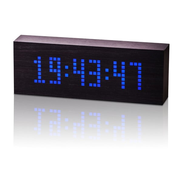 Črna budilka z modrim LED zaslonom Gingko Message Click Clock