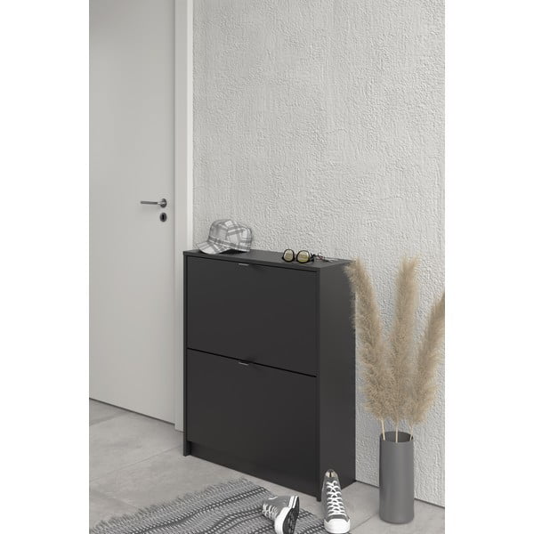 Črna preklopna omarica za čevlje Shoes – Tvilum-image-1