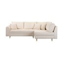 Kremno bela kotna sedežna garnitura iz rebrastega žameta (desni kot) Ariella – Ropez