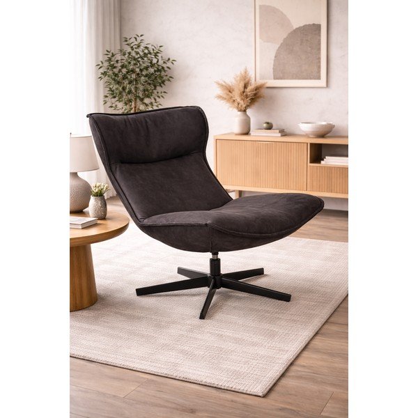 Temno siv vrtljiv fotelj John – White Label-image-1