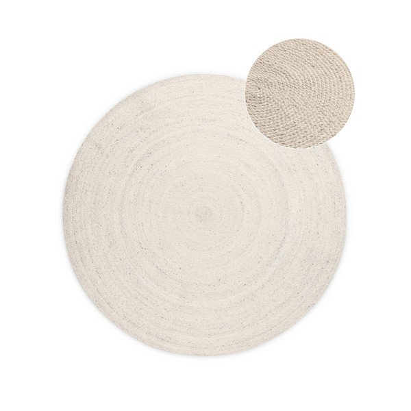 Kremno bela obojestranska/ročno tkana okrogla preproga iz jute ø 100 cm Braided – Hanse Home