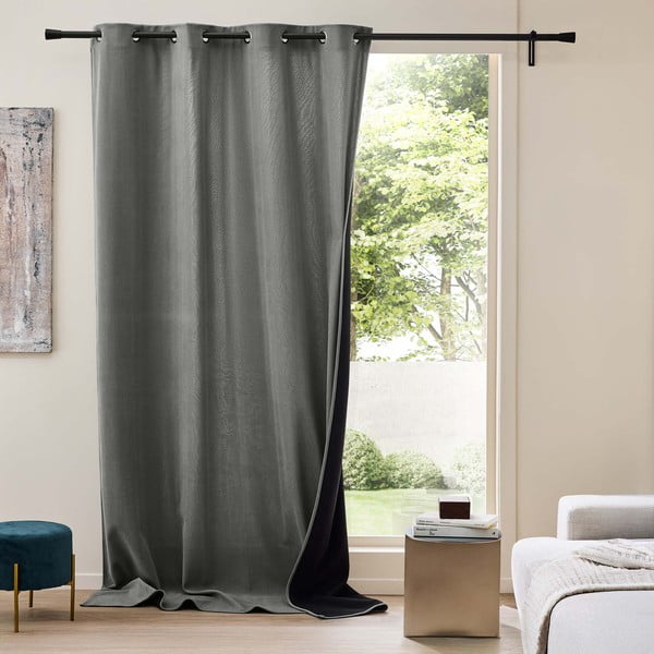 Antracitno siva izolacijska zavesa iz rebrastega žameta 140x260 cm Madison – douceur d'intérieur-image-1