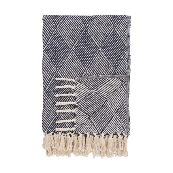 Modra odeja iz recikliranega bombaža 130x180 cm Izmir – House Nordic