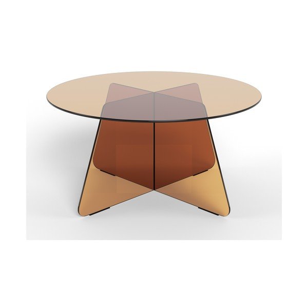 Rjava steklena okrogla klubska mizica ø 80 cm Samos – Actona-image-2