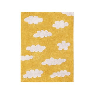 Gorčično rumena pralna ročno tkana bombažna otroška preproga 120x160 cm Clouds Mustard – Lorena Canals
