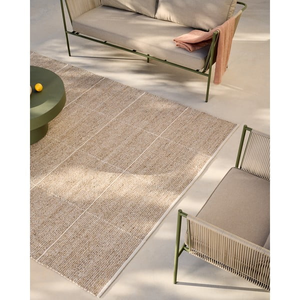 Bež notranja in zunanja preproga iz recikliranih vlaken 200x300 cm Nailan – Kave Home-image-3