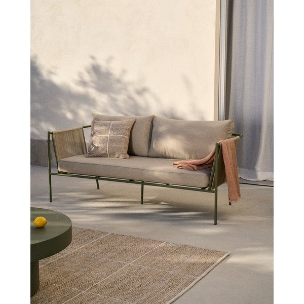 Zeleno-bež oblazinjen vrtni kavč Zivia – Kave Home-image-1