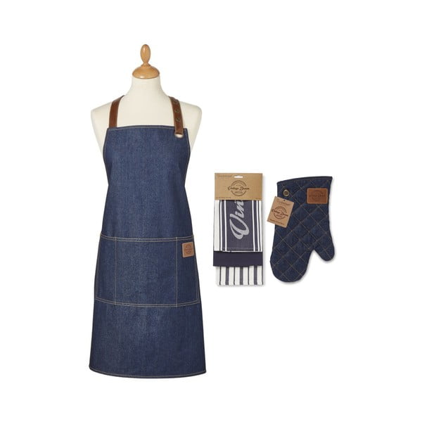 Kuhinjske krpe, predpasnik in kuhinjska rokavica v kompletu 5 ks Oxford Denim – Cooksmart ®