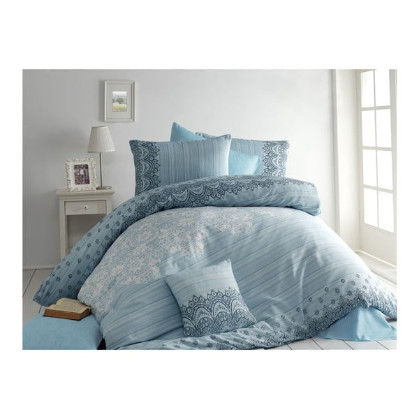 Komplet svetlo modre posteljnine in rjuhe za zakonsko posteljo Camille, 200 x 220 cm