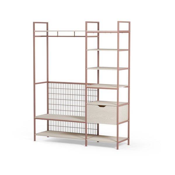 Odprta jeklena garderobna omara v barvi terakote 140x179,5x40 cm Amara – Marckeric-image-3