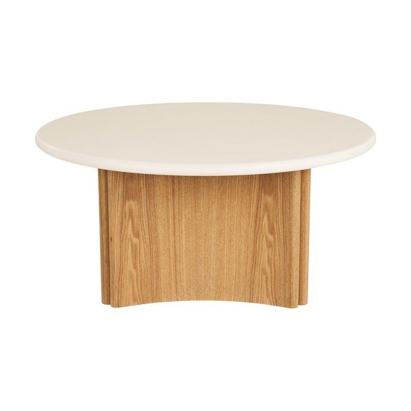 Bela/v naravni barvi okrogla klubska mizica z betonsko mizno ploščo ø 80 cm Motril – House Nordic-image-3