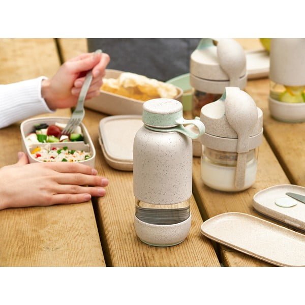 Kremno bela steklena steklenica za vodo za na pot 500 ml To Go Organic – Lékué-image-1