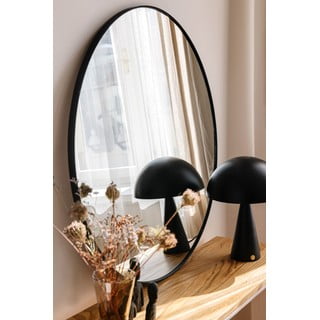 Črno stensko ogledalo Bonami Essentials Layla, ø 80 cm