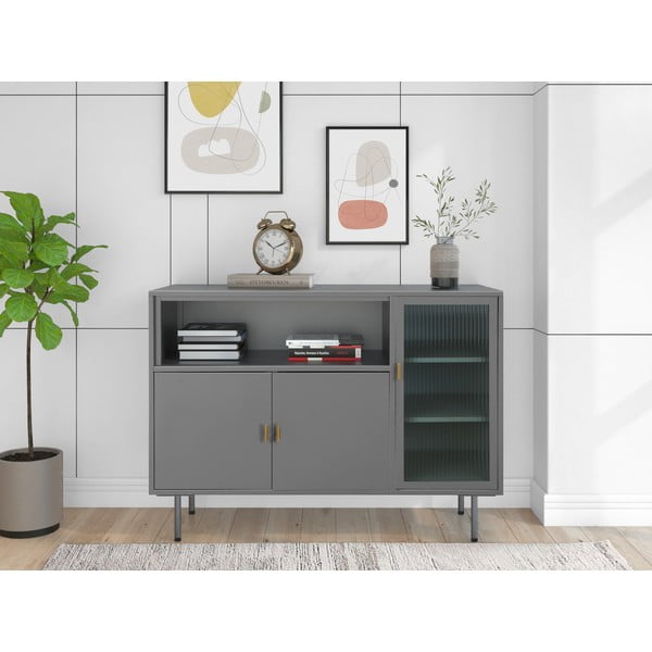 Siva kovinska vitrina 104x80 cm Rosalie – Støraa-image-1