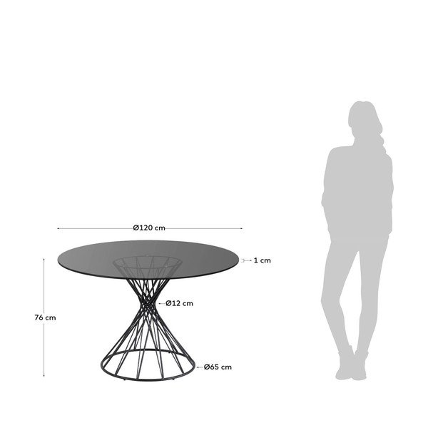 Črna okrogla jedilna miza s stekleno mizno ploščo ø 120 cm Niut – Kave Home-image-4