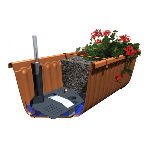 Antracitno sivo samozalivalno cvetlično korito Plastia Siesta, dolžina 80 cm-image-2