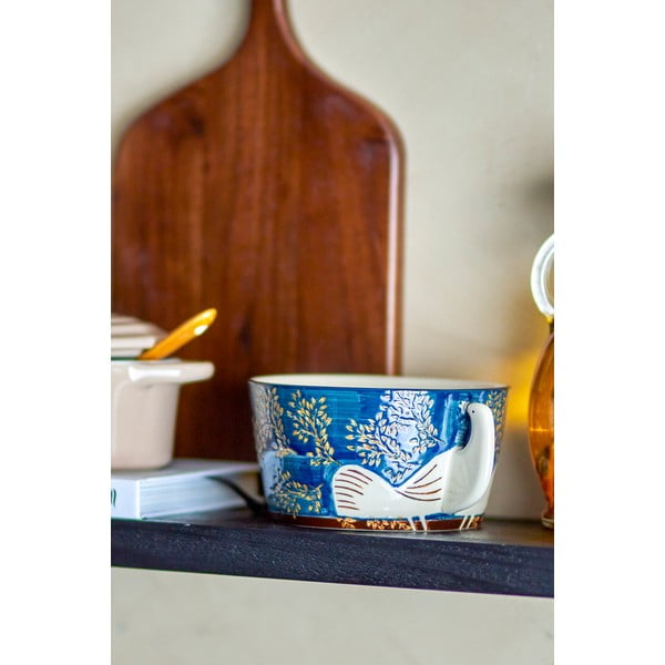 Modra lončena skledica 460 ml Hezha – Bloomingville-image-4